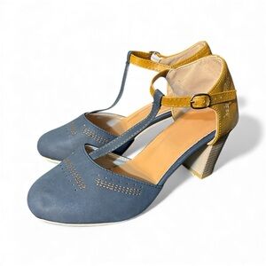 Unbranded Stylish Blue and Gold Women's Heels sz 41(US 10)